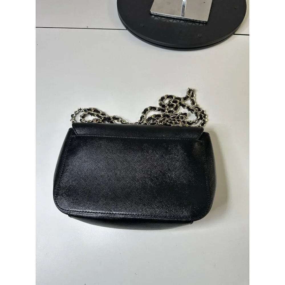 Tory Burch Shoulder Bag Chain Strap Saffiano Black